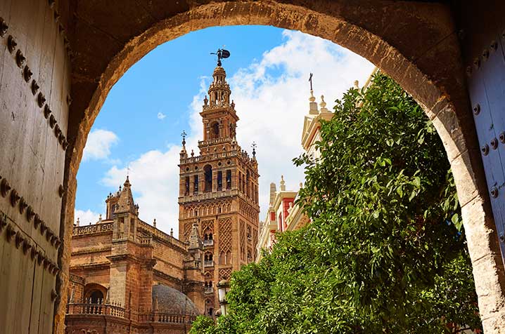 Panoramic view of Seville’s historic centre on a sunny day