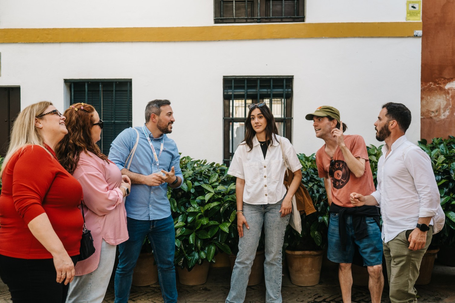 Group of tourists in Seville's Jewish quarter